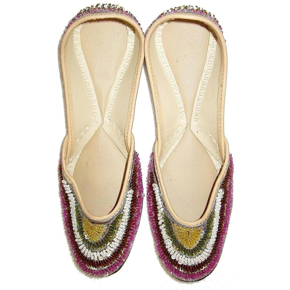 Leather Beaded Slippers MULTI size 9 only